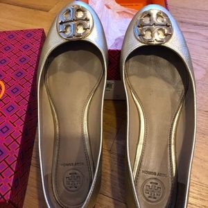 Tory Burch gold flats